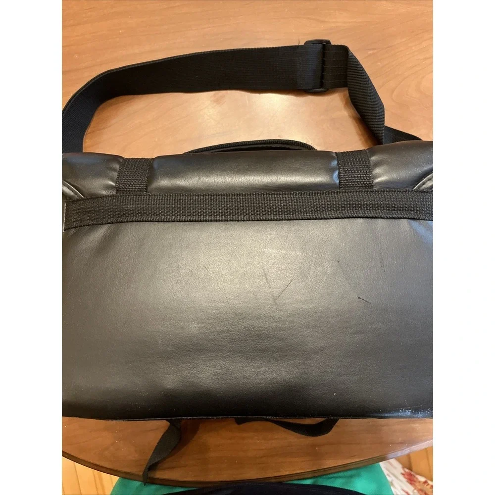 Vintage Large Black Ambico Leather Shoulder Carry Bag For Camera/Video Gear